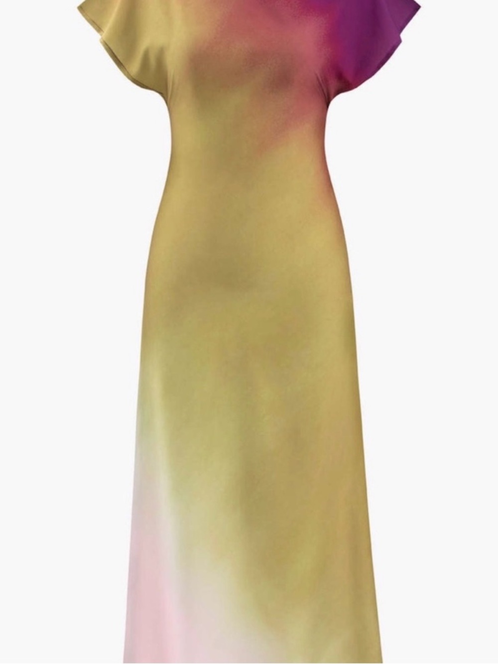 Micas Ombre Maxi Dress in Green and Pink - Cap Sleeve Elegance size M - Picture 2 of 5